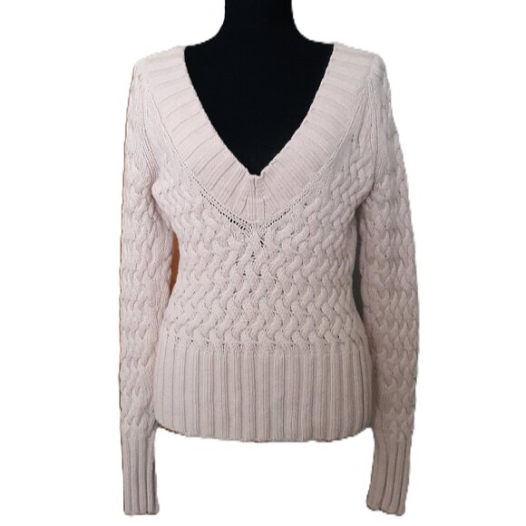 Banana Republic Extra Fine Italian Merino Wool Chunky Braided Sweater Vintage - Picture 1 of 7